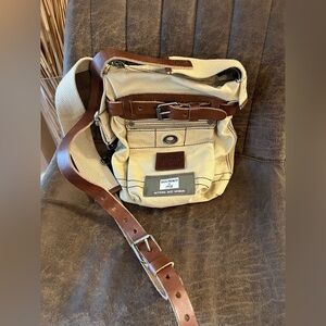 Diesel Crossbody Bag Canvas Shoulder Strap Leather & Buckle Utility Vintage Y2K